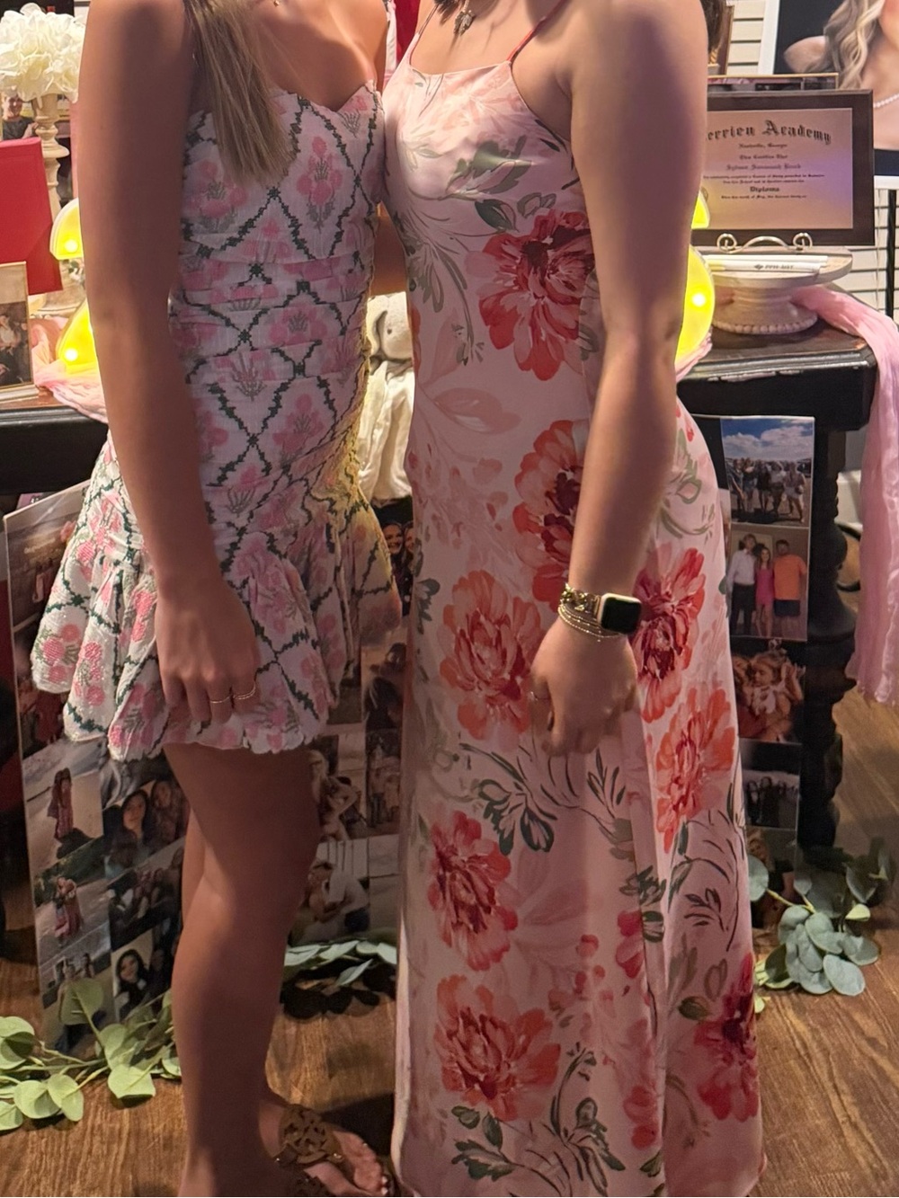 T.J.Maxx Pink Floral Maxi Dress with Coral Blooms - Picture 2 of 2